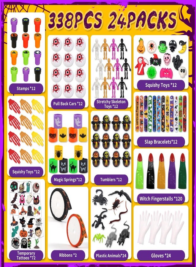 xFFFun 338PCS Halloween Party Favors for Kids, 24 Pack Halloween Toys Bulk with Glove Treat Bag for Kids Classroom Prizes, Halloween Goodies Bag Stuffers, Non Candy Trick or Treat Toys Party Giveaways - Image 4